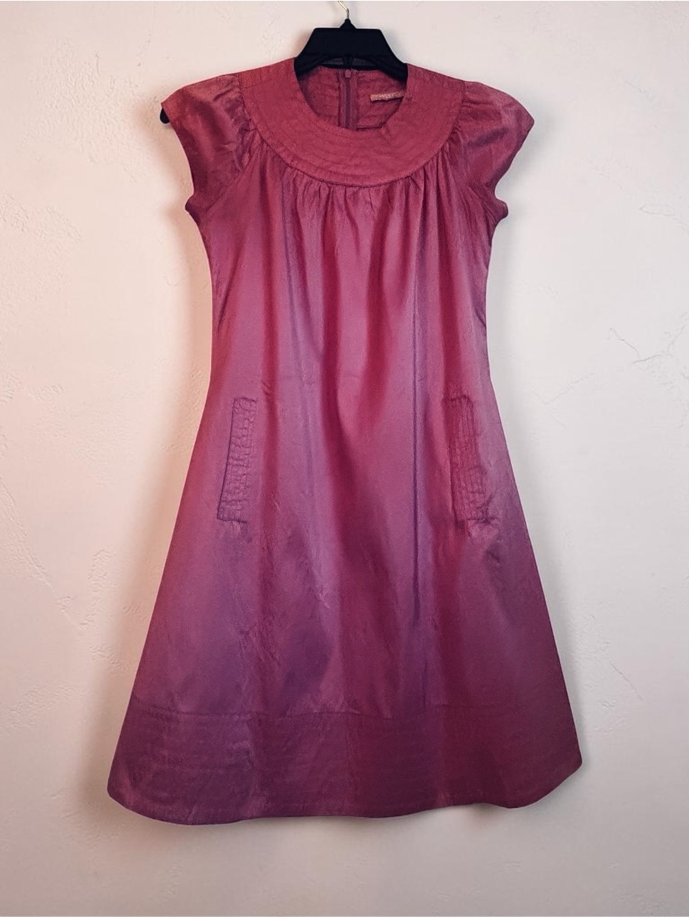 Calypso Christane Gelle Women’s Raspberry Pink Cap-Sleeve A-Line Silk Dress